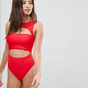ASOS Cut Out High Neck Swimsuit